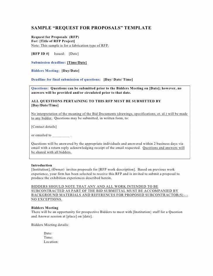 Proposal Email Sample Best Of Sample &quot;request for Proposals&quot; Template