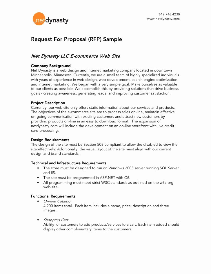 Proposal Email Sample Inspirational Net Dynasty Rfp Sample