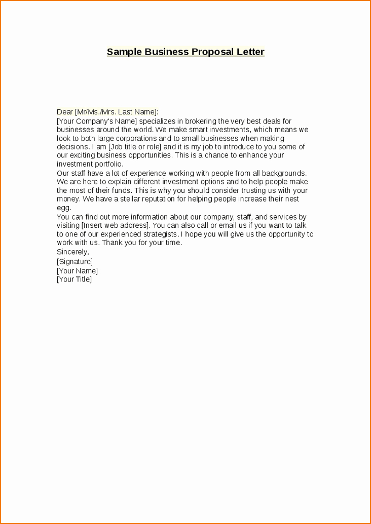 Proposal Email Sample Unique 3 Business Proposal Letter