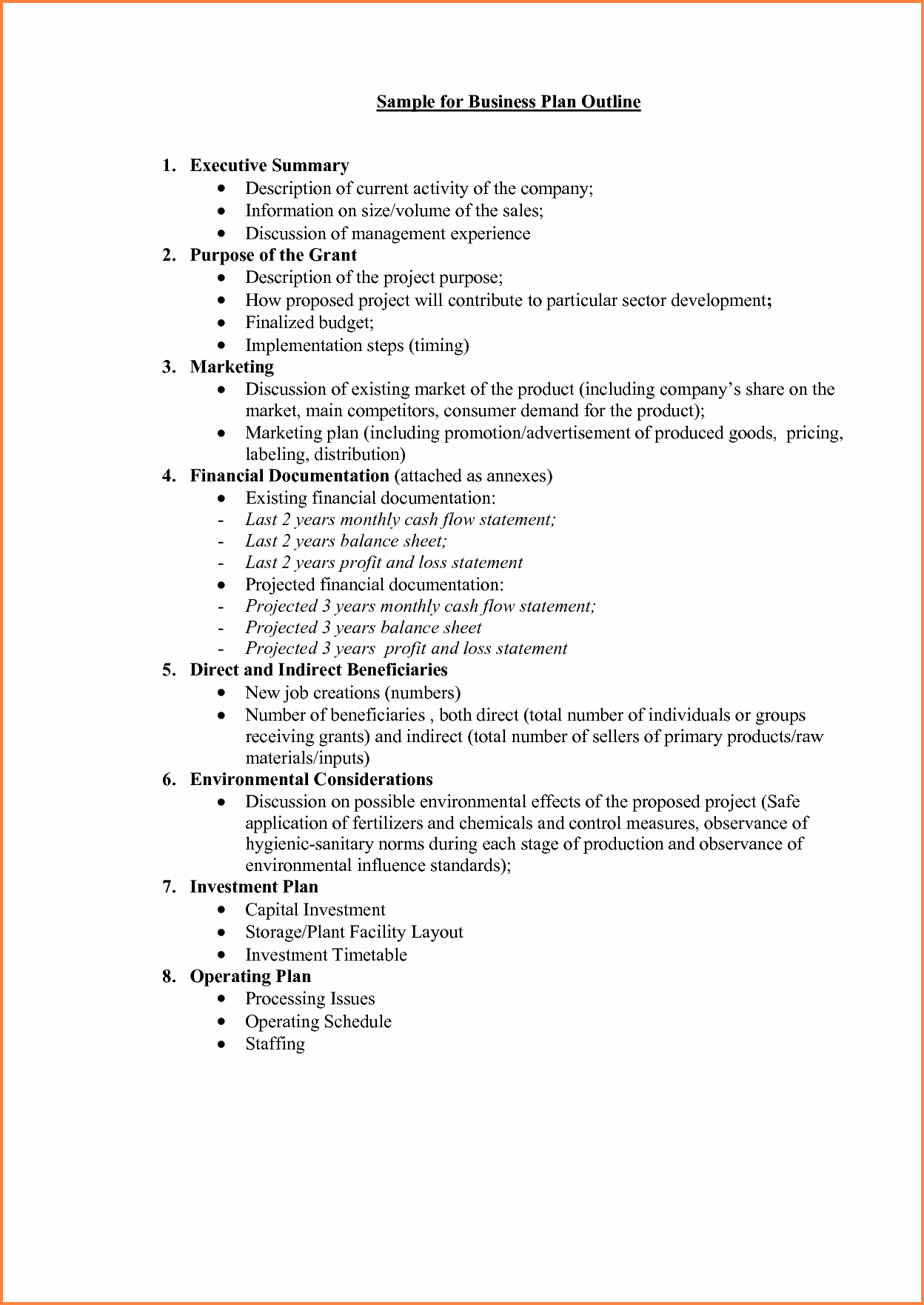 Proposal Outline Example Best Of 5 Business Plan Proposal Template