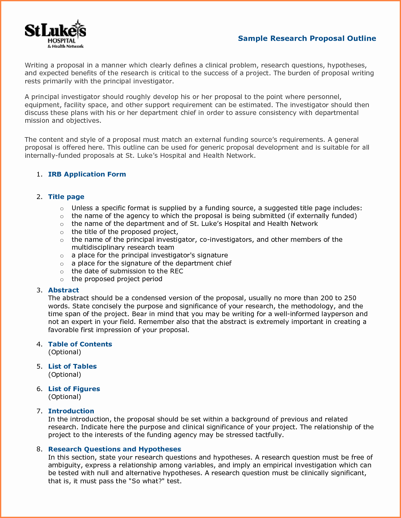 Proposal Outline Example Elegant 5 Science Proposal format