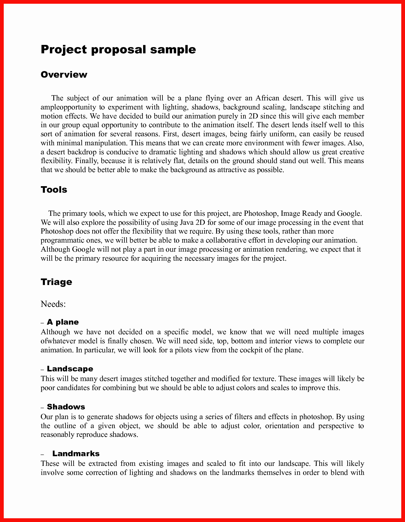Proposal Outline Example Fresh Project Proposal Template