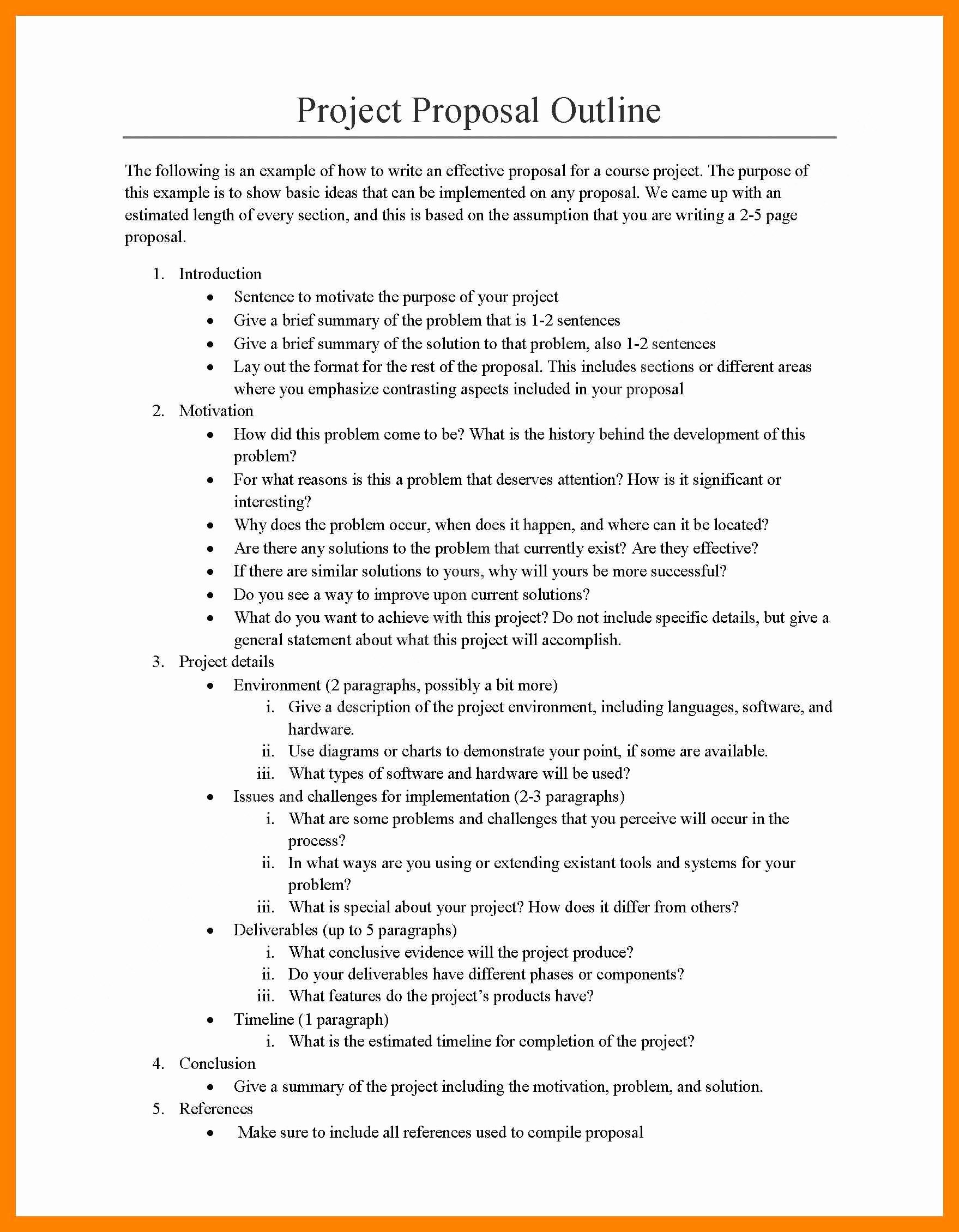 Proposal Outline Example Lovely 12 Effective Proposal Template