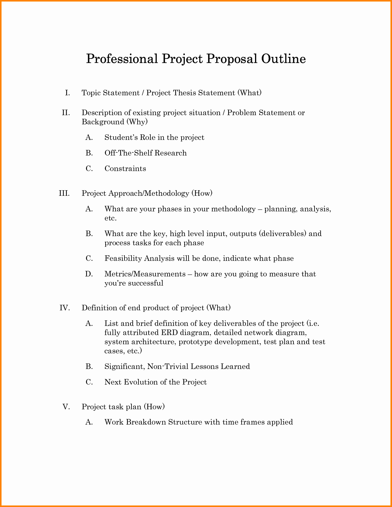 Proposal Outline Example Luxury Project Proposal Outline