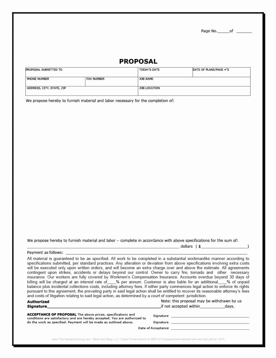 Proposal Outline Template Fresh 31 Construction Proposal Template &amp; Construction Bid forms