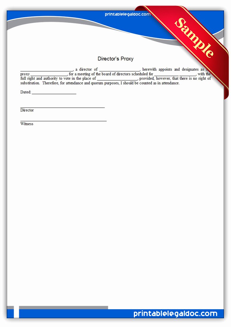 Proxy Letter Template Inspirational Free Printable Director S Proxy form Generic