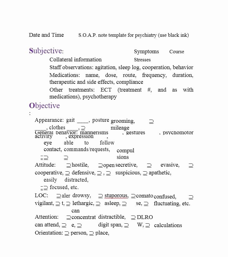 Psychiatric soap Note Example Best Of 40 Fantastic soap Note Examples &amp; Templates Template Lab