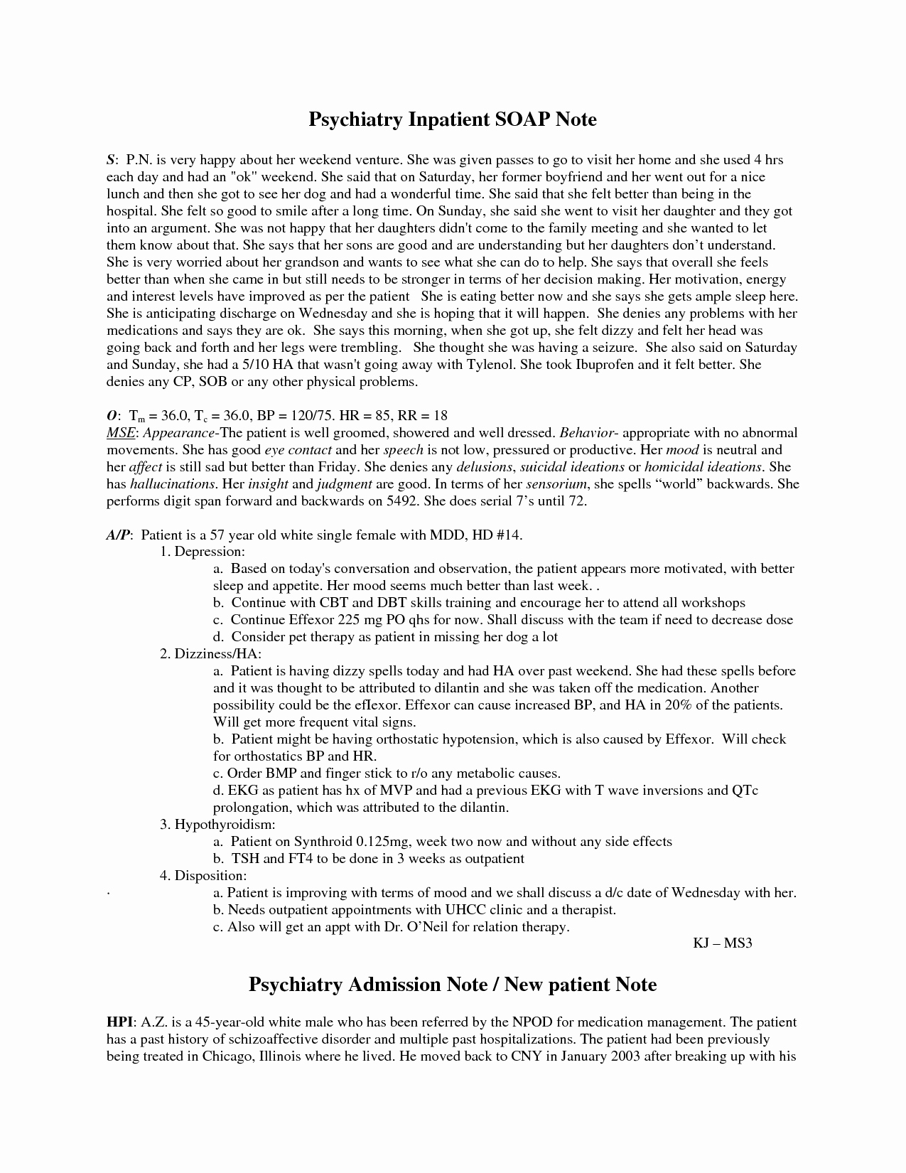 Psychiatric soap Note Example Fresh Examples Mental Health Progress Notes