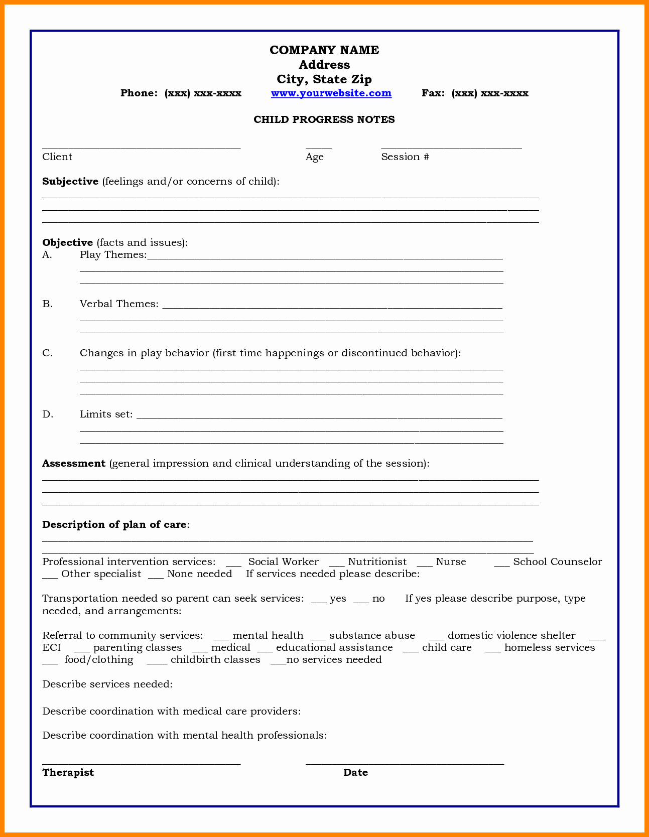 Psychotherapy Progress Note Template Pdf Fresh 25 Of for Electronic Progress Note Template