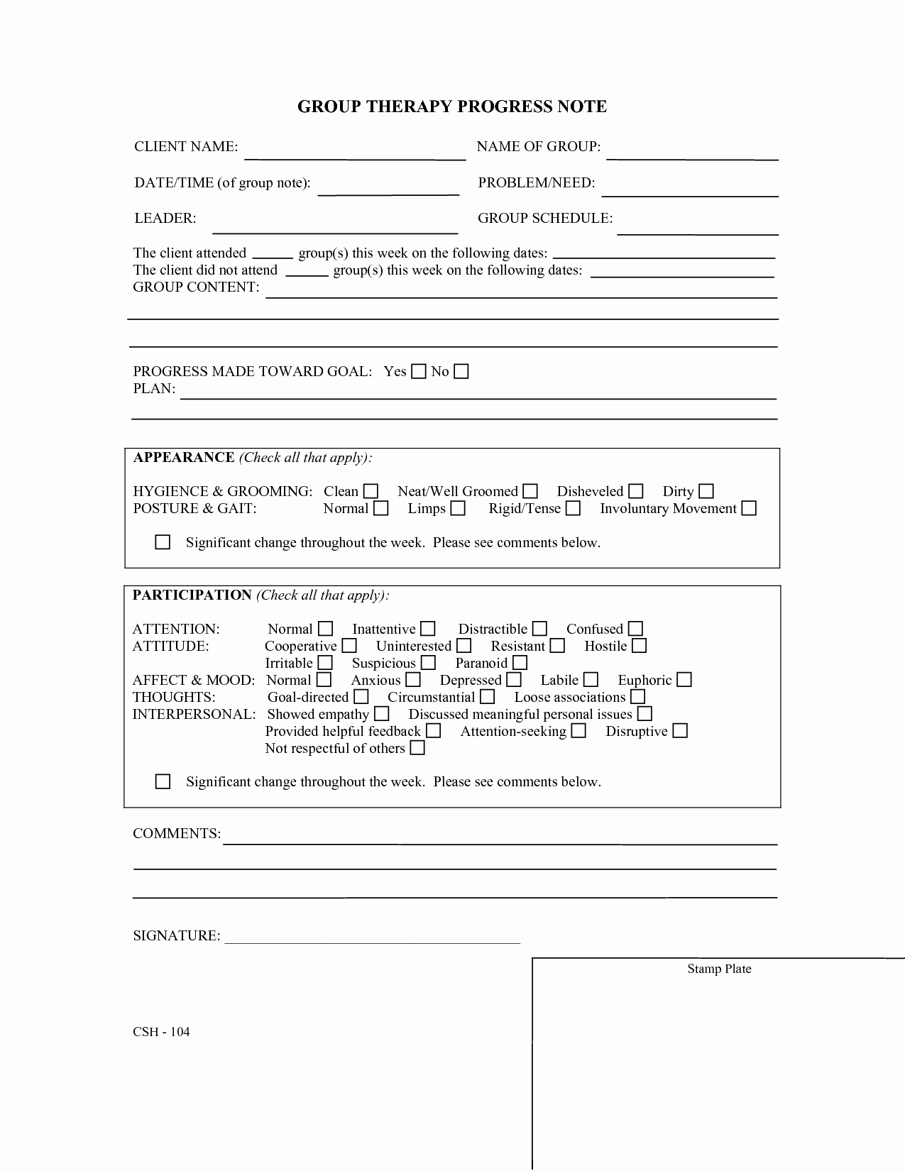 Psychotherapy Progress Note Template Pdf New therapy Progress Note Template