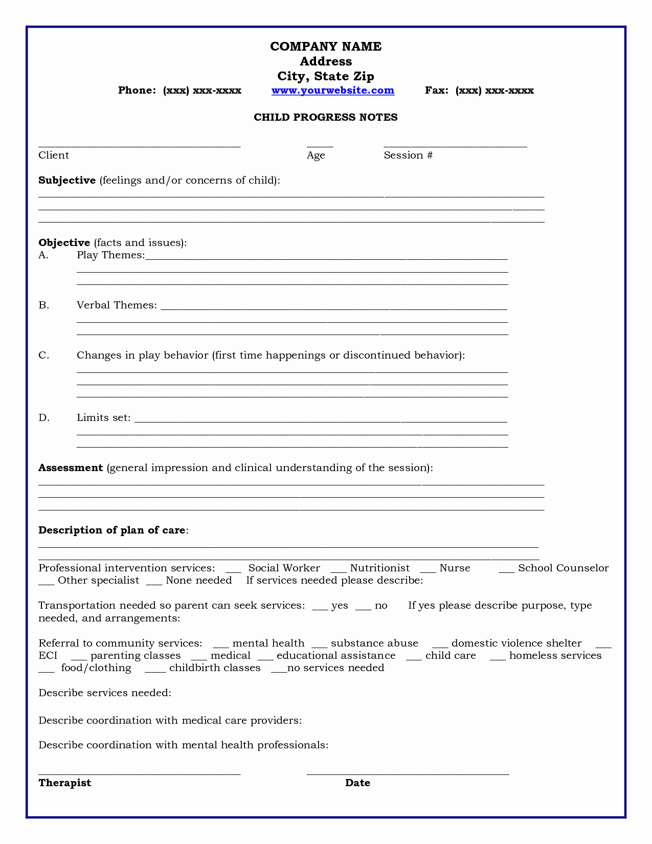 Psychotherapy Progress Note Template Pdf Unique Home Child Progress Notes Medicaid Child Progress