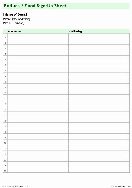 Pto Sign Up Sheet Template Inspirational Volunteer Sign Up Sheet Template Free