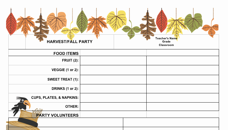 Pto Sign Up Sheet Template Luxury Fall Festival Sign Up Sheet Free From the Pto