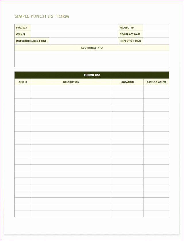 Punch List Template Excel Beautiful 6 Construction Punch List Template Excel Exceltemplates