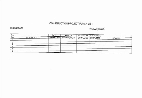 Punch List Template Excel Best Of Punch List Template 8 Free Word Excel Pdf format