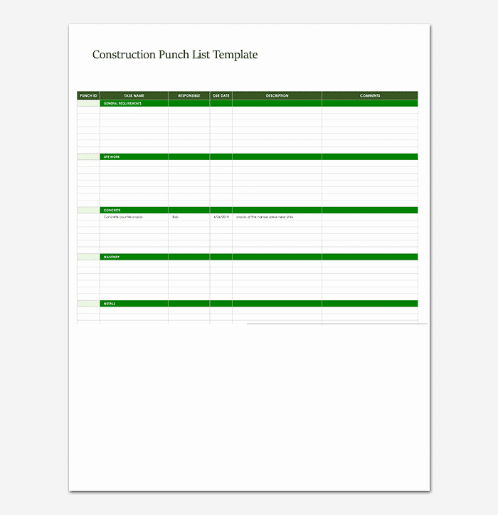 Punch List Template Word Elegant Punch List Template 14 Word Excel Pdf format