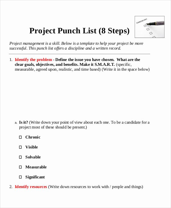 Punch List Template Word Fresh Punch List Sample 7 Examples In Word Pdf