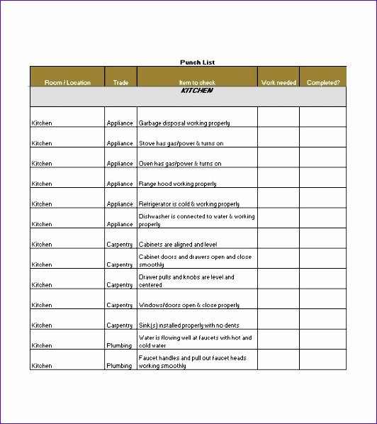 Punch List Template Word Lovely 10 Punch List Template Excel Exceltemplates Exceltemplates