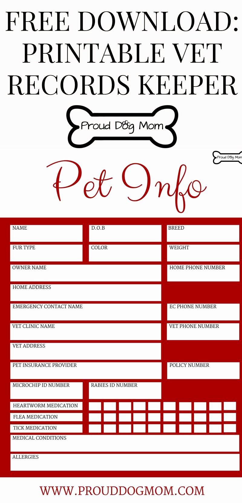 Puppy Record Template Beautiful Free Download Printable Vet Records Keeper