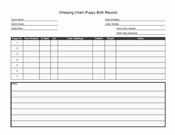 Puppy Record Template Beautiful Puppy Charts Whelping Records