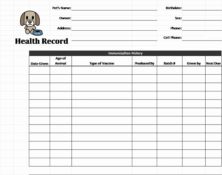 Puppy Record Template Inspirational Pet Health Record Template Need to Make My Own