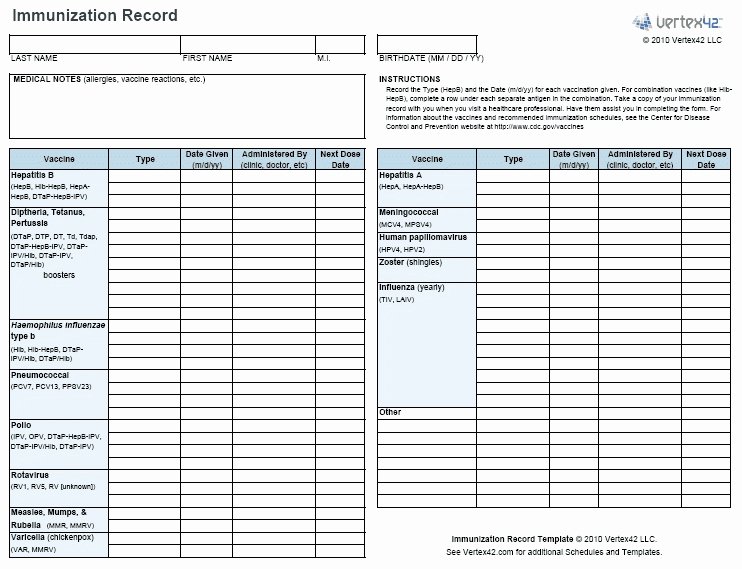 Puppy Record Template Inspirational Printable Immunization Records