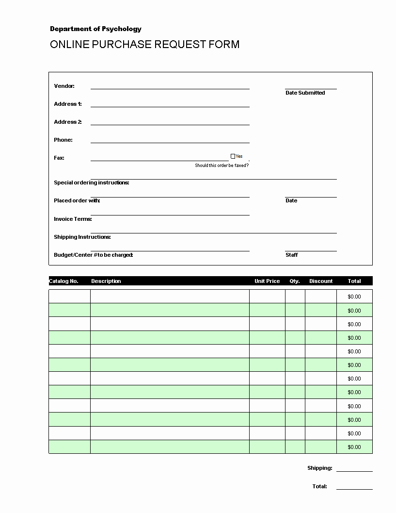 Purchase Request form Template Beautiful Free Line Purchase order Request