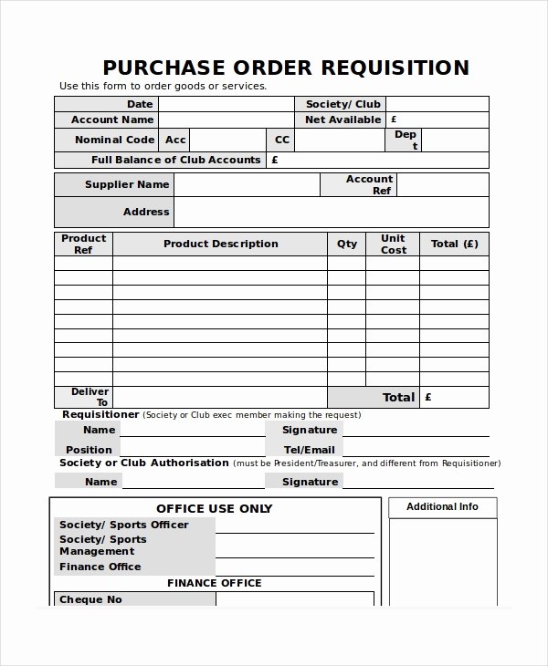 Purchase Request form Template Inspirational Purchase order Template 14 Free Word Excel Pdf