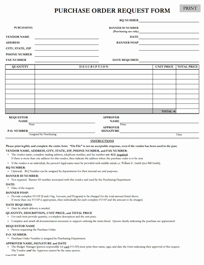 Purchase Request form Template New Purchase order Request form Template Free Download Edit