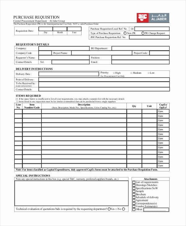 Purchase Request form Template Unique Sample Purchase Requisition forms 8 Free Documents In