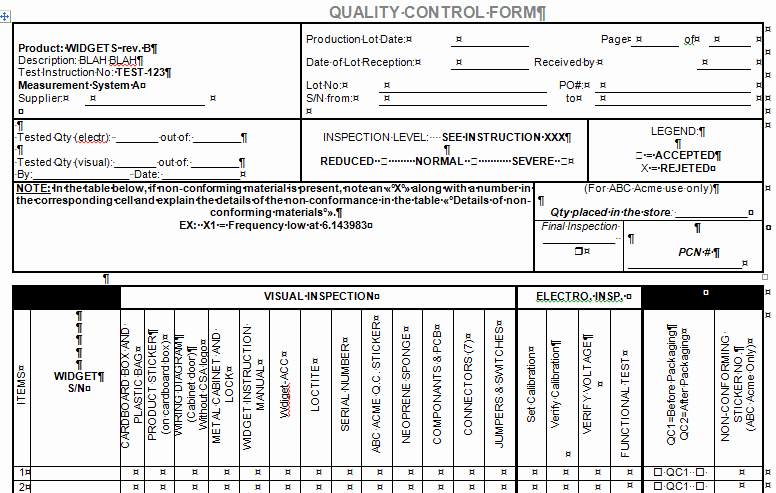 Quality Control Template Excel Best Of Quality Control form for Microsoft Word and Excel