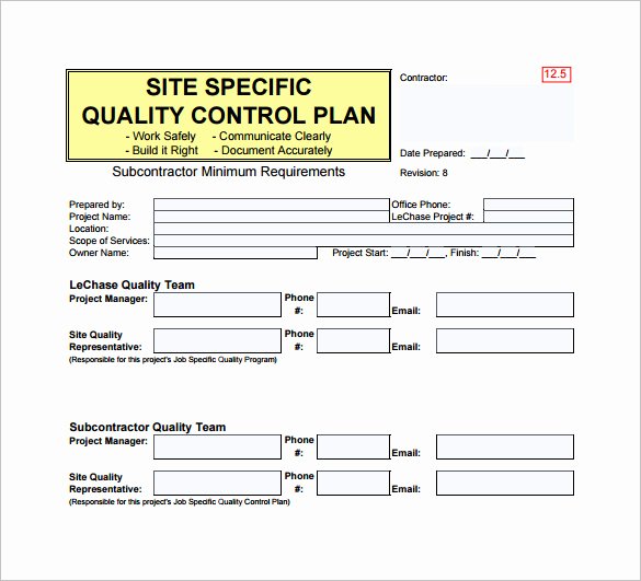 Quality Control Template Excel Fresh Quality Control Plan Template