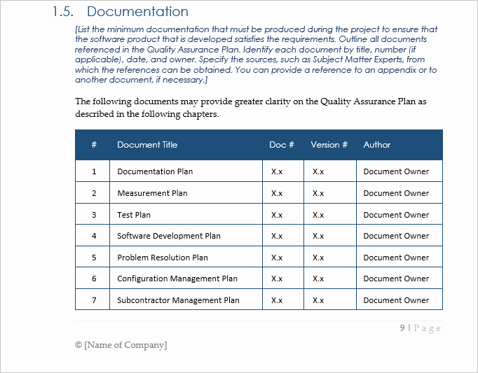 Quality Control Template Excel Unique Quality assurance Plan Template Ms Word 7 Excel