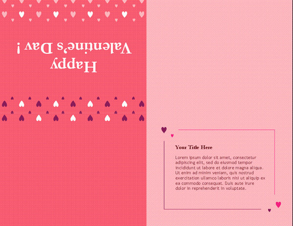 Quarter Fold Card Template Word Unique Valentine S Day Card Quarter Fold