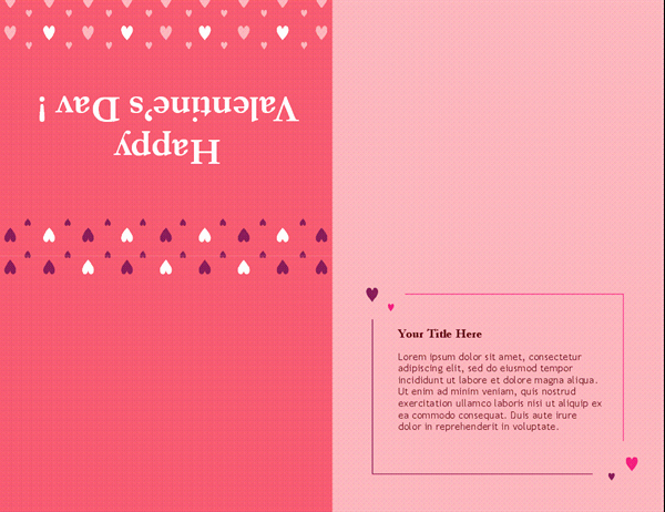 Quarter Fold Card Template Word Unique Valentine S Day Card Quarter Fold