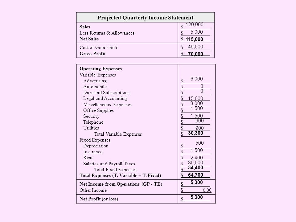 Quarterly Income Statements Unique Financial Statements Business Plan Ppt