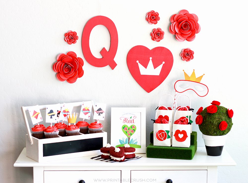 Queen Of Hearts Crown Template Awesome Free Queen Of Hearts Party Printables Printable Crush