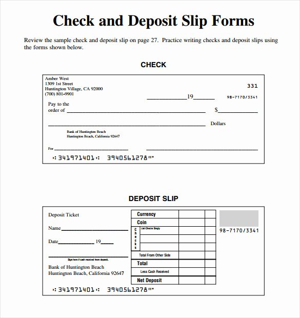 Quickbooks Check Template Word Lovely Deposit Slip Template for Quickbooks Templates Resume