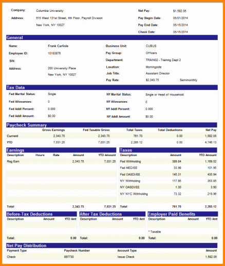 Quickbooks Pay Stub Template Best Of Pay Stub format Usps Blank Canada Fake Stubs Create