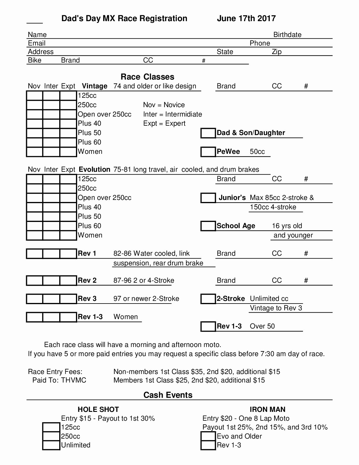 Race Registration form Awesome Dad’s Day Mx Race Registration form – Tieton Highlanders