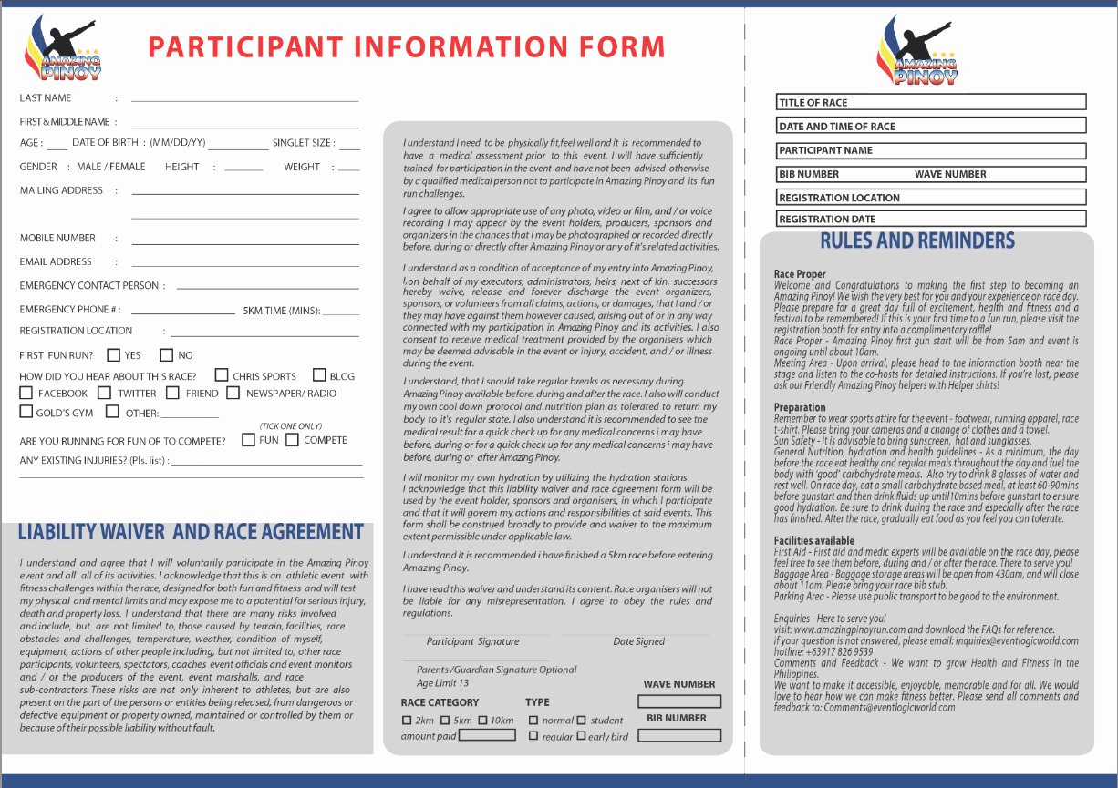 Race Registration form Best Of Deemen Runner Amazing Pinoy Fun Run On May 25 2013