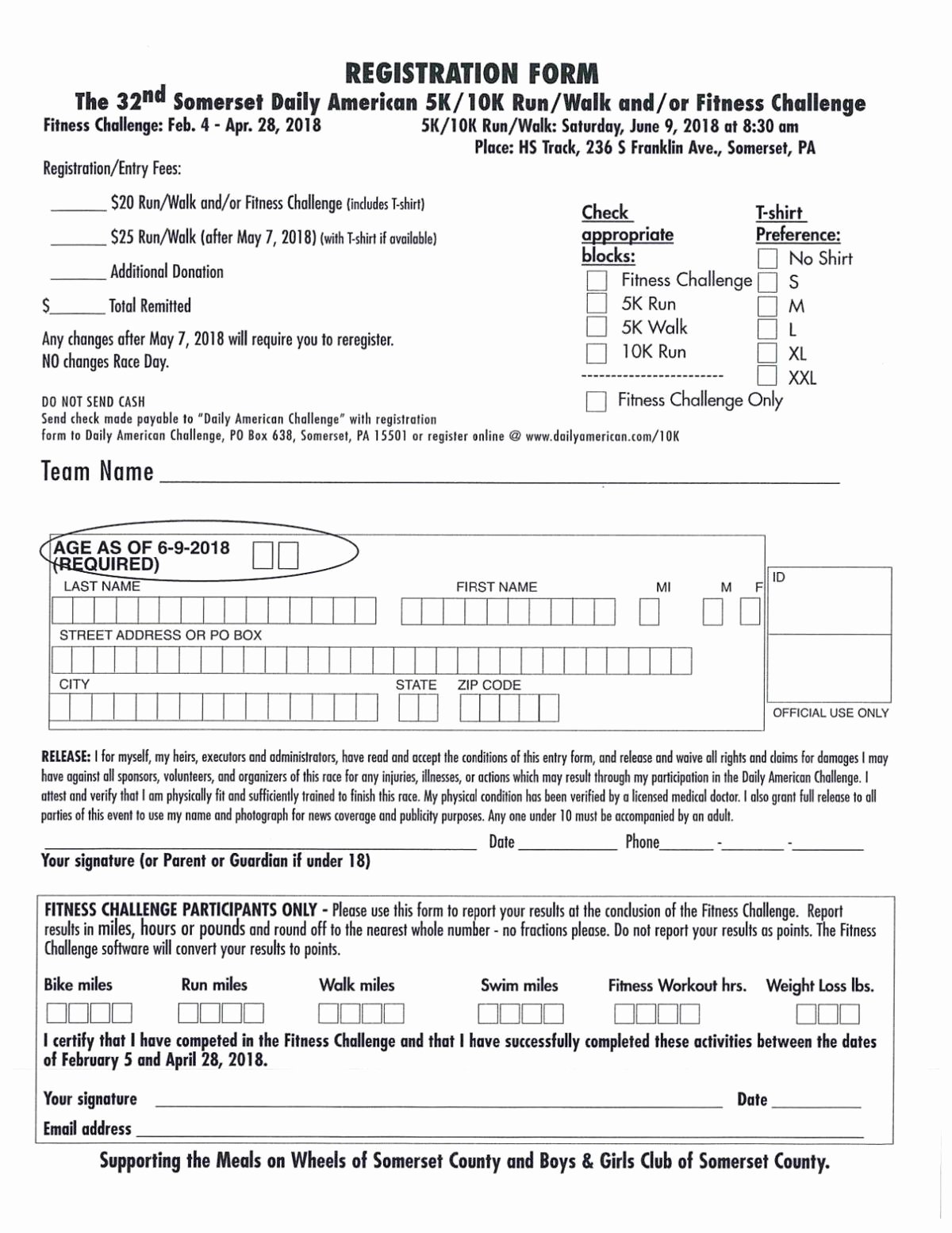 Race Registration form Fresh Race Registration form