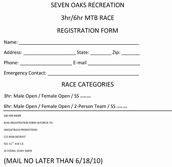 Race Registration form Inspirational Boone 3 6 Hour Mountain Bike Race