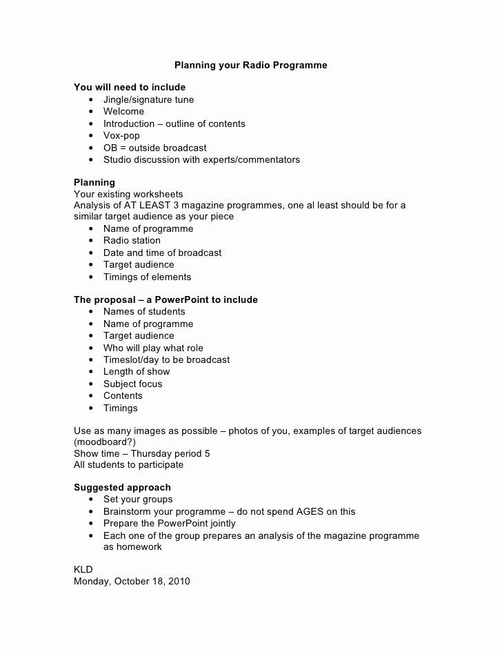 Radio Show format Template Best Of Planning Your Radio Programme