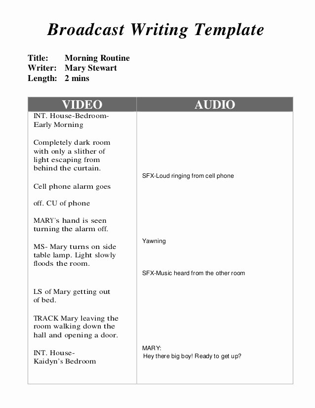 Radio Show format Template New Example Of Pleted Dual Column Script Morning Routine