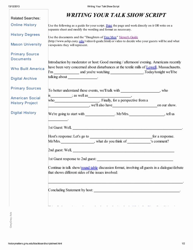 Radio Show format Template New Writing Your Talk Show Script