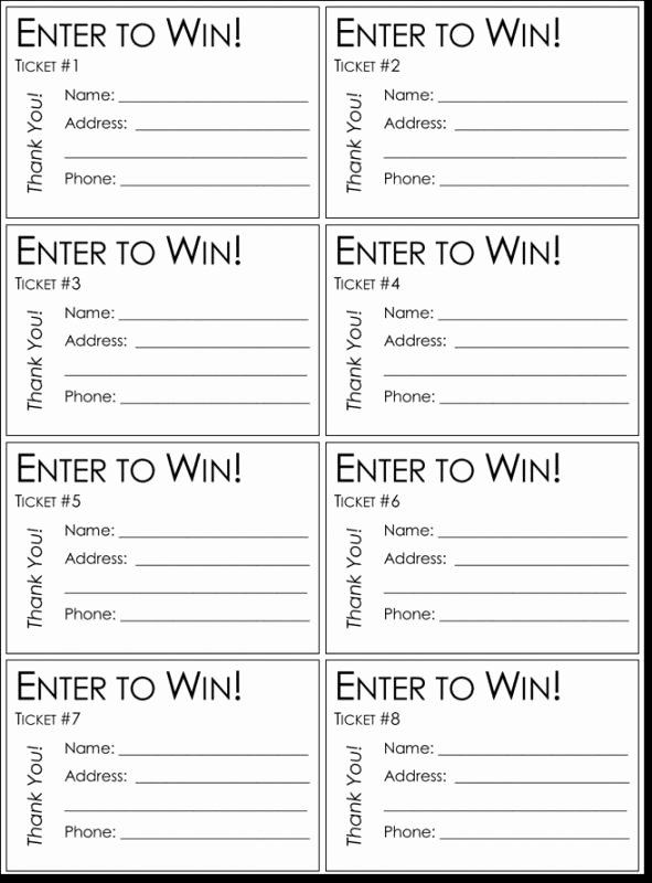 Raffle Entry form Template Luxury Raffle Tickets Template