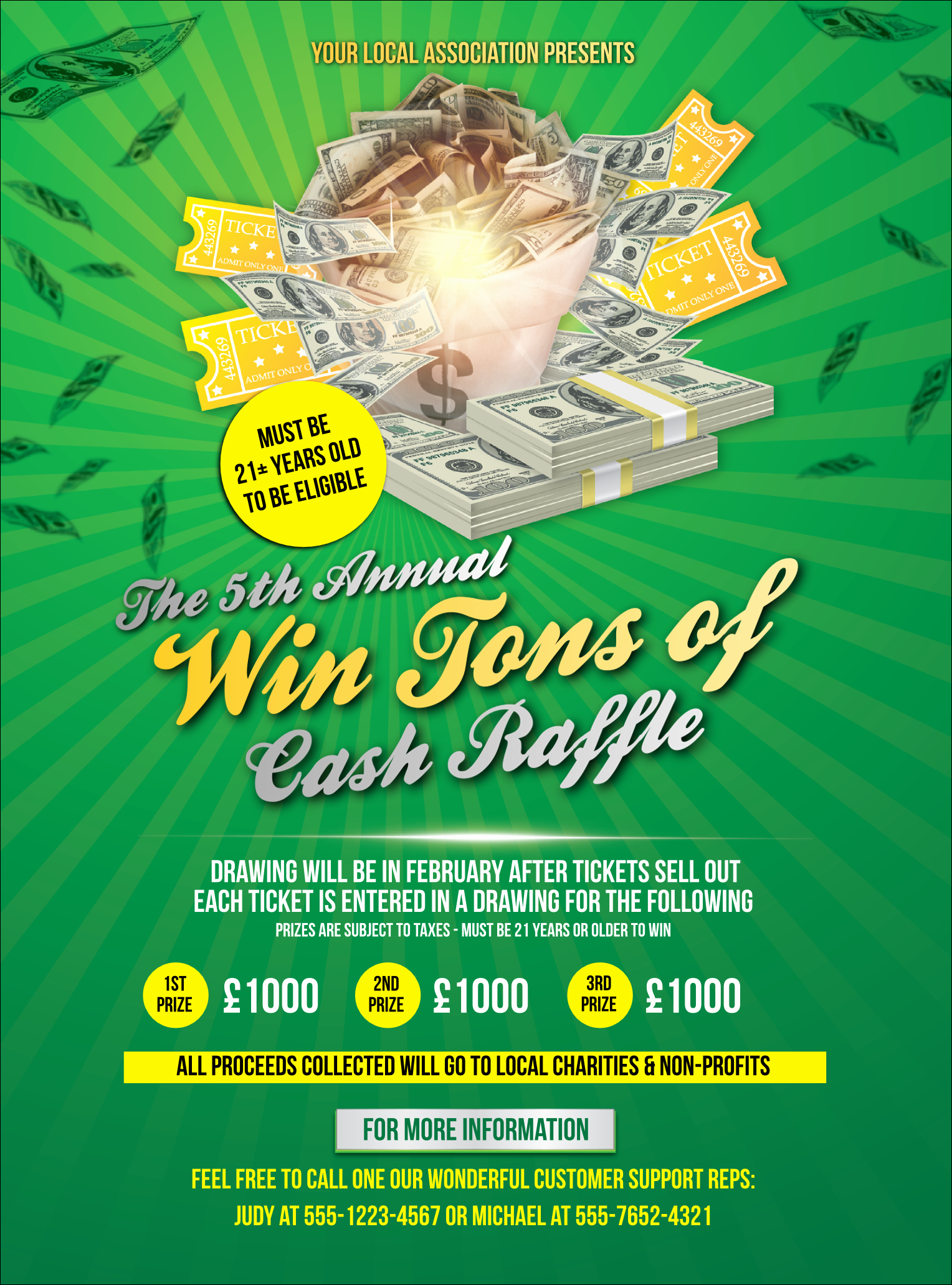 Raffle Flyer Template Free Awesome Cash Raffle Green Flyer