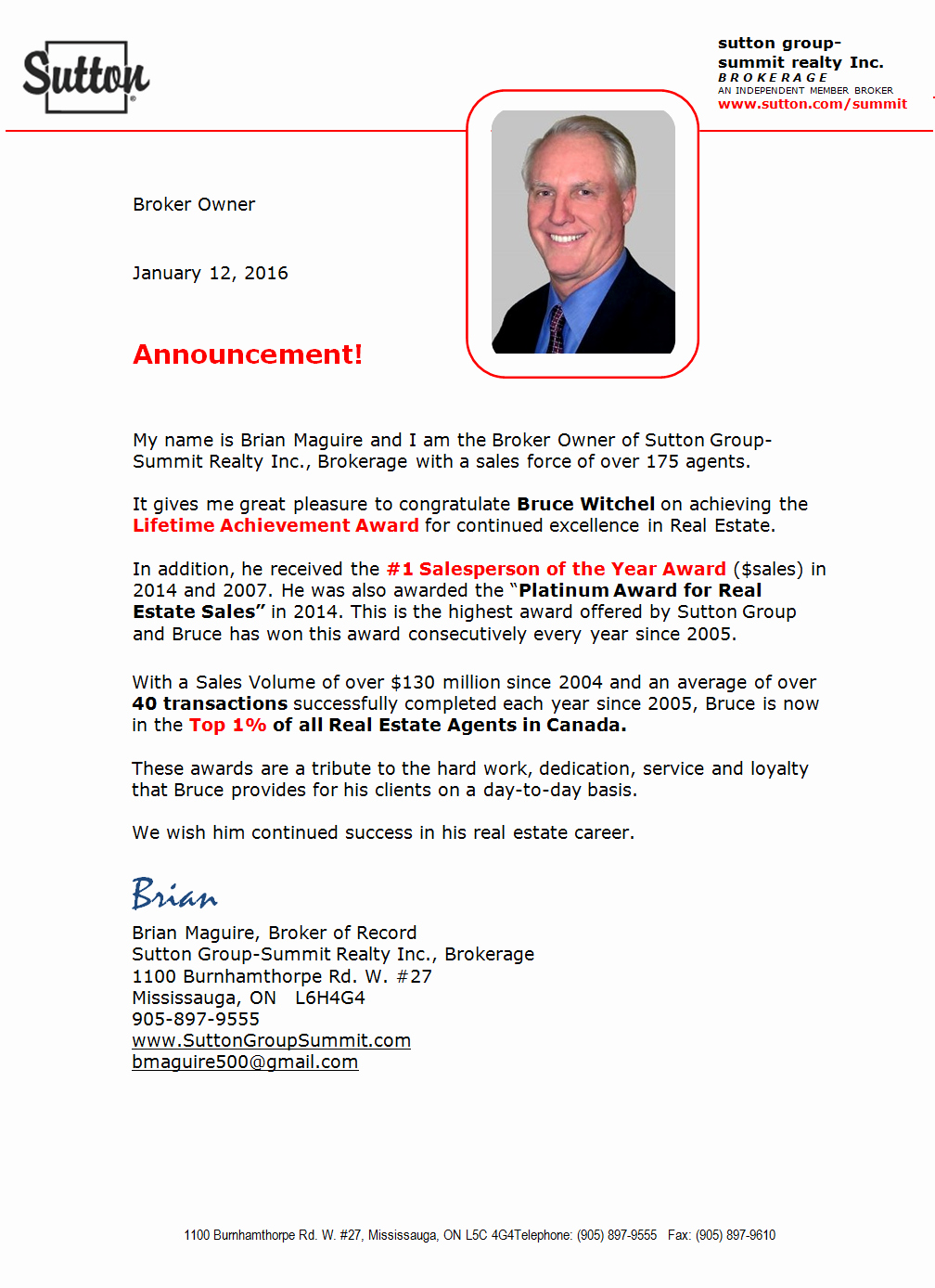 Real Estate Agent Introduction Letter Awesome Announcement Congratulations Mississauga Real Estate