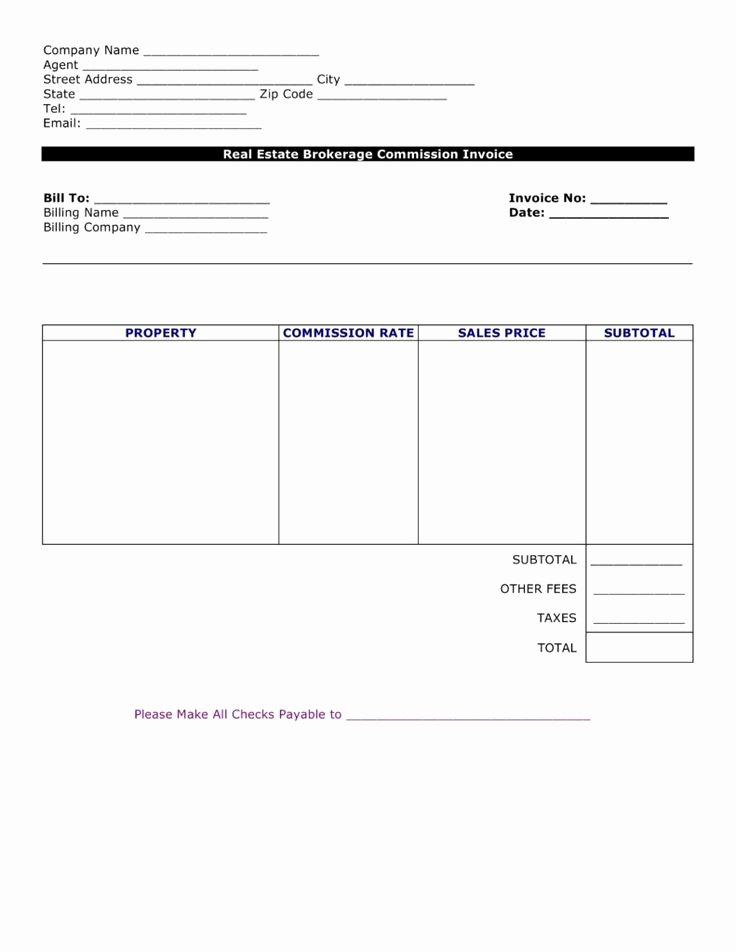 Real Estate Commission Invoice Beautiful Free Real Estate Agent Mission Invoice Template Pdf